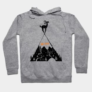 How to live - be you! Mountain sheep on summit - orange Hoodie